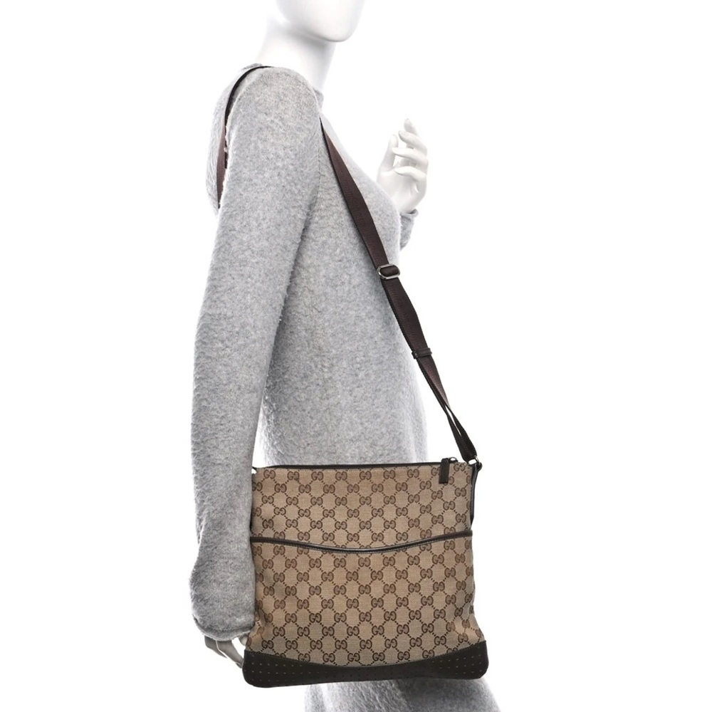 Beautiful GUCCI Ophidia Messenger calfskin & cloth brown jacquard bag - #Perfect